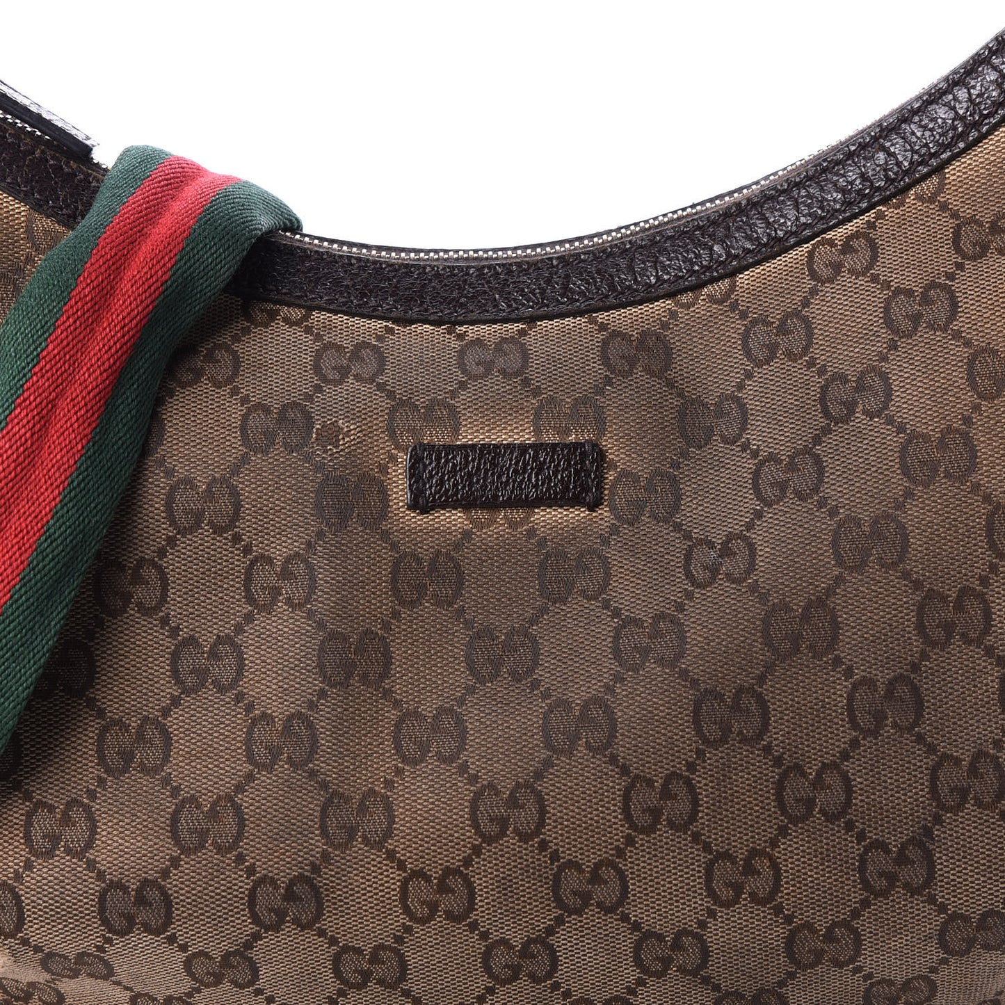 Monogram Web Medium Half Moon Hobo Dark Brown