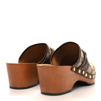 Gucci Monogram Goatskin Horsebit Clog Mules 40.5 Beige Ebony Brown Sugar 4 of 10