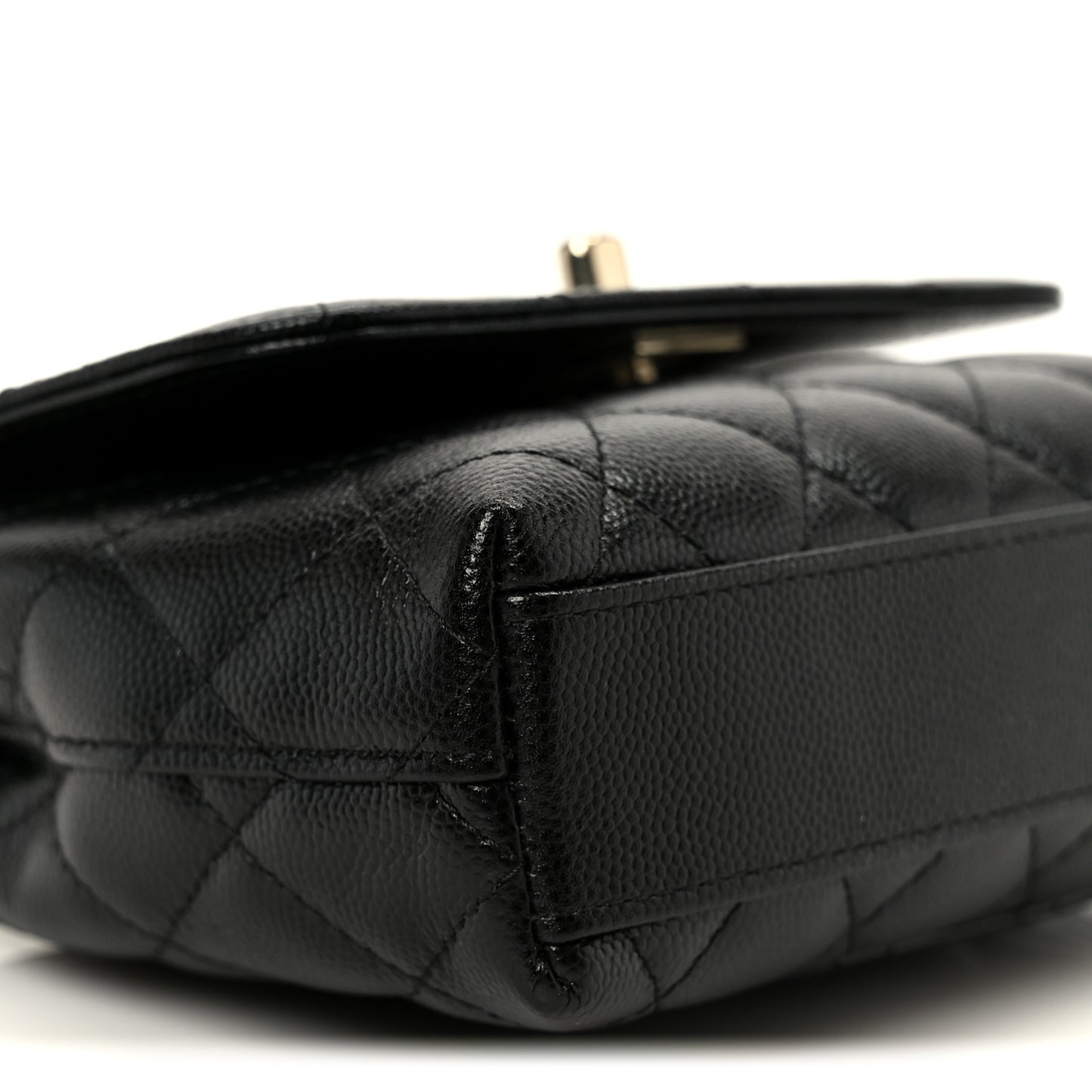 Caviar Quilted Coco Handle Clutch With Chain Black