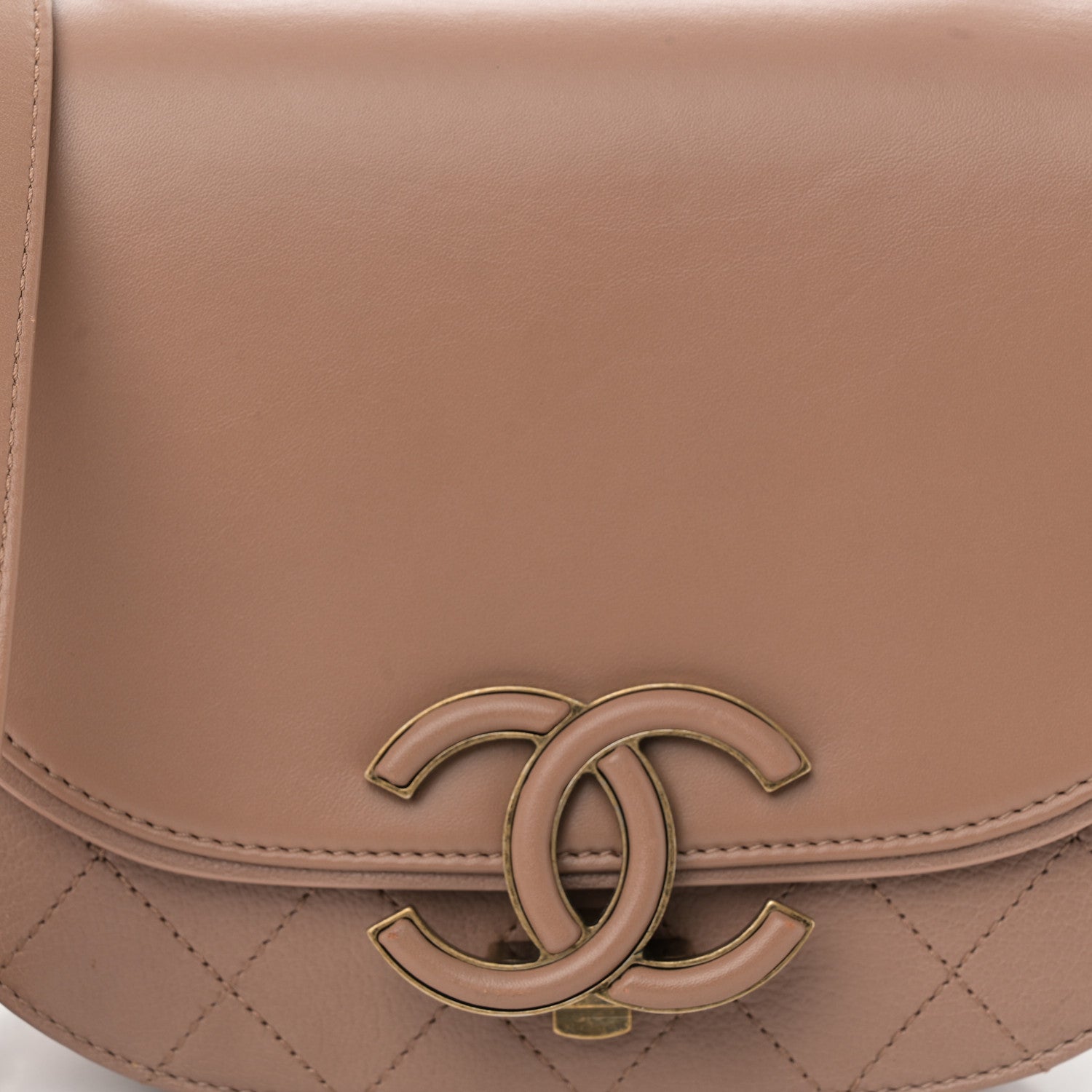 Chanel Shiny Calfskin Goatskin Quilted Small Coco Curve Messenger Flap Beige 8 of 10
