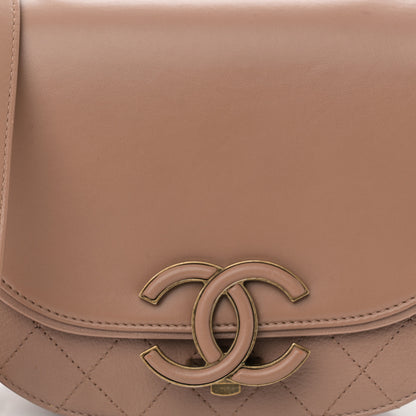Chanel Shiny Calfskin Goatskin Quilted Small Coco Curve Messenger Flap Beige 8 of 10