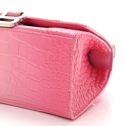Balenciaga Calfskin Crocodile Embossed Degrade Small Hourglass Top Handle Bag Sweet Pink 10 of 12