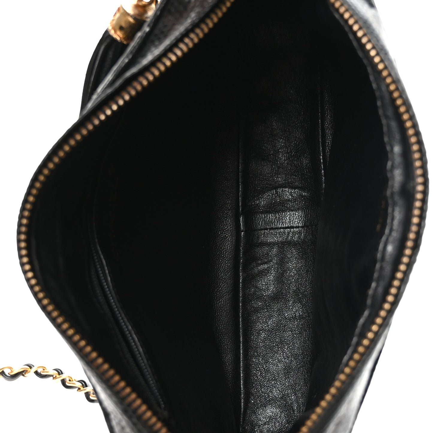 Lizard Quilted Small Tassel Camera Case Black