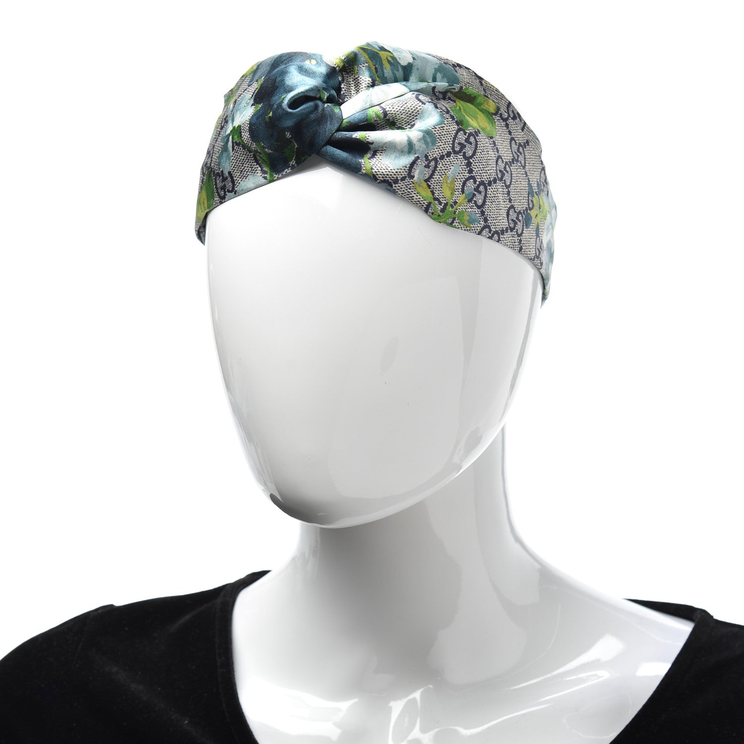 Gucci Silk Monogram Blooms Print Headband Blue 2 of 4