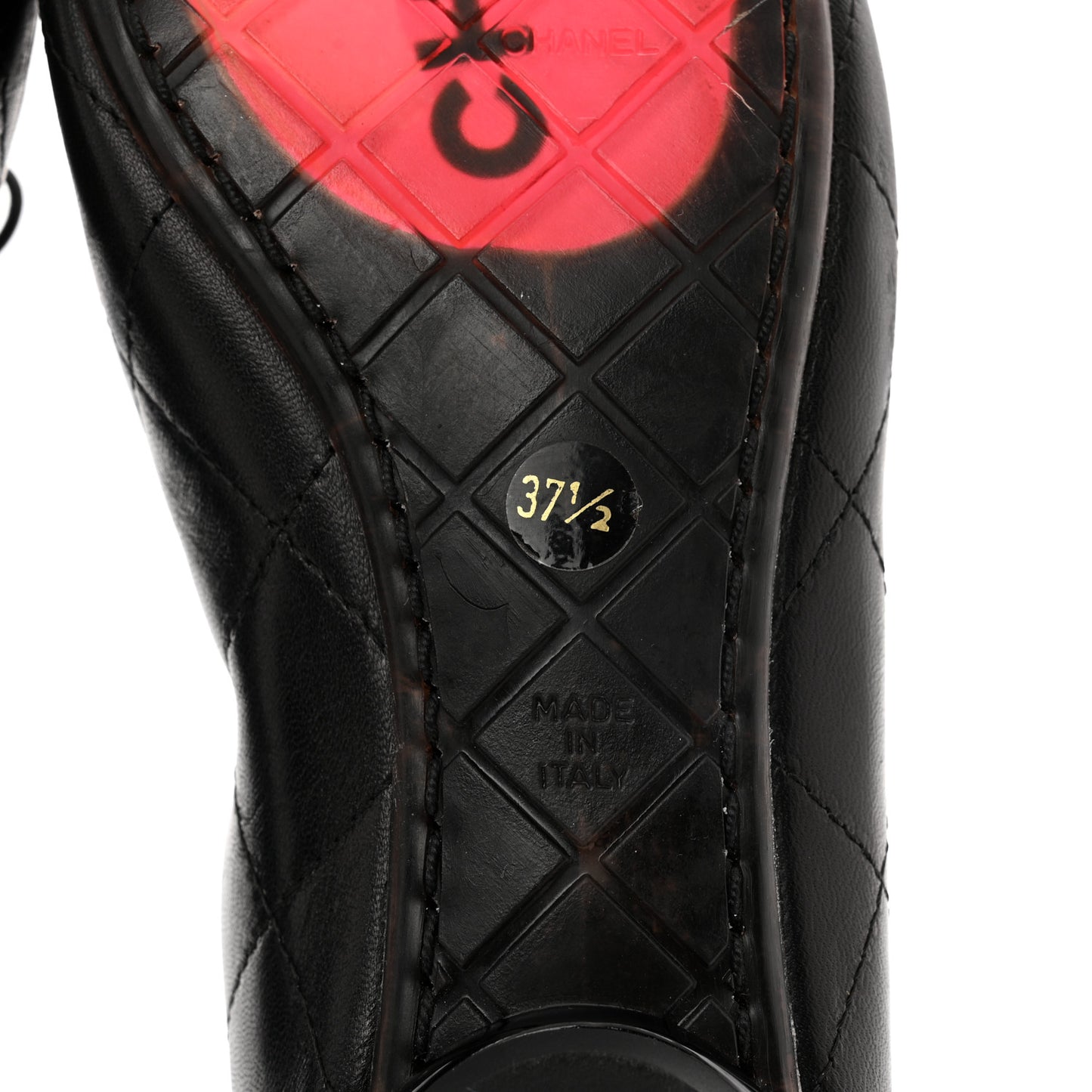 Lambskin Quilted Cambon Ballerina Flats 37.5 Black