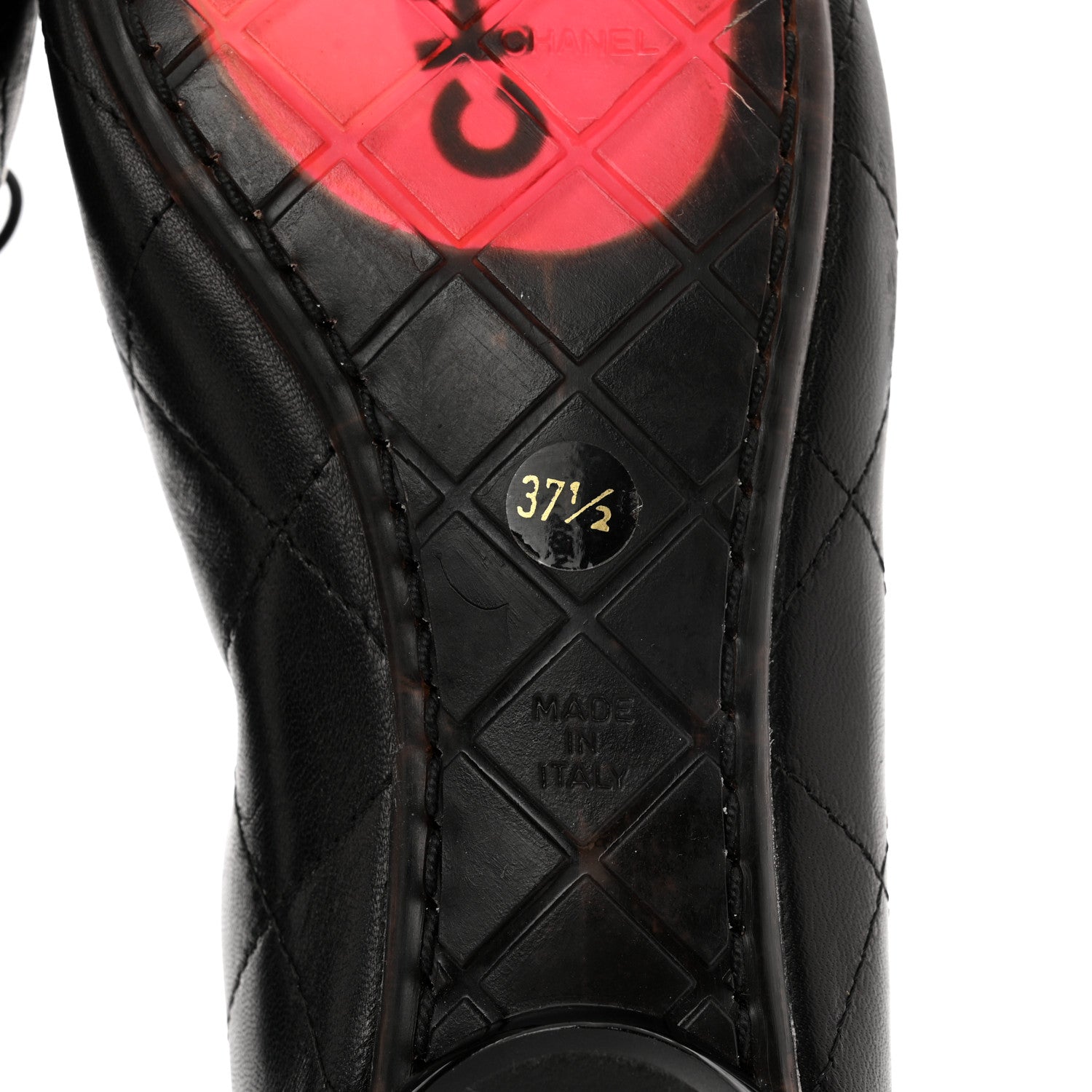 Chanel Lambskin Quilted Cambon Ballerina Flats 37.5 Black 6 of 7