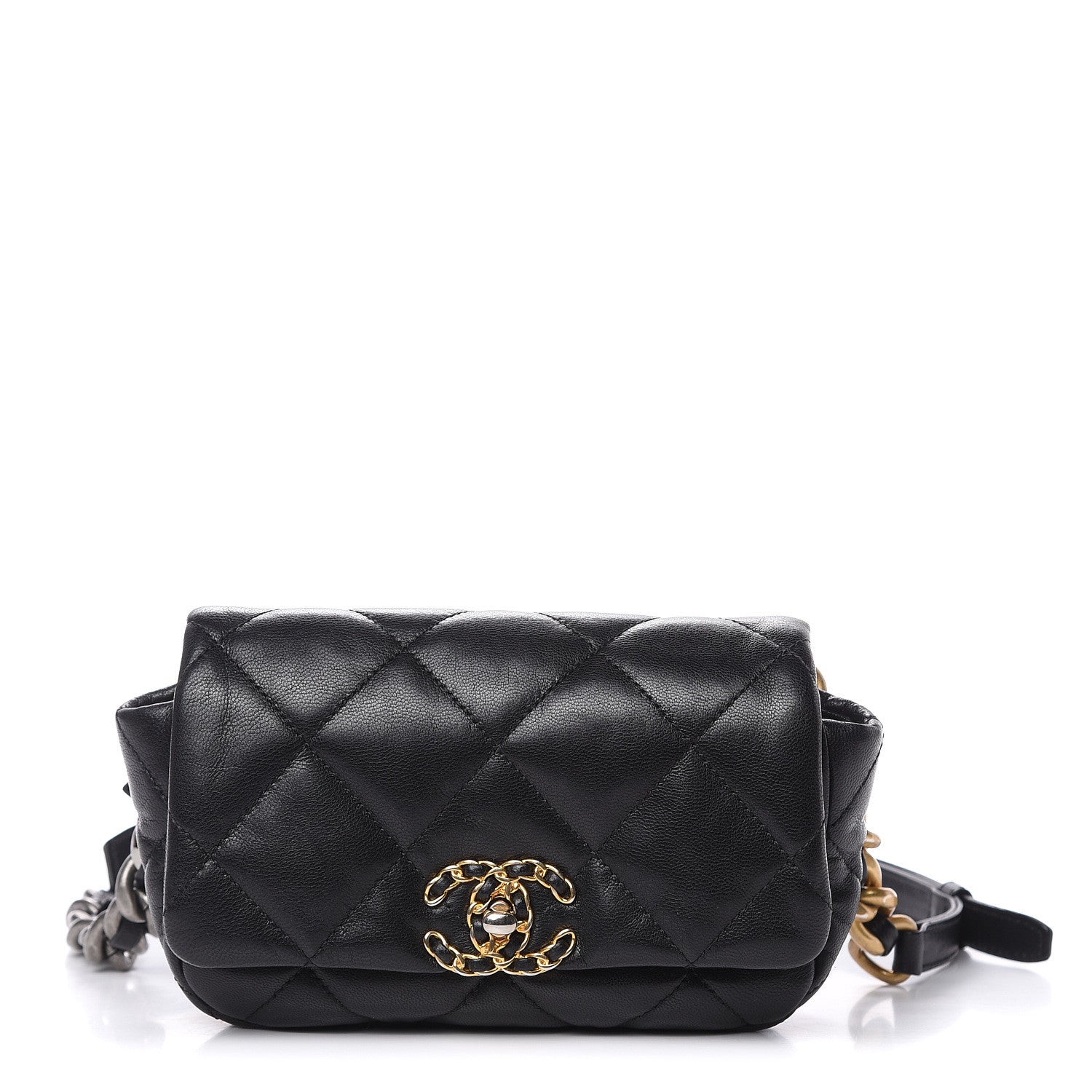 Chanel Lambskin Quilted Chanel 19 Waist Bag Black 1 of 12