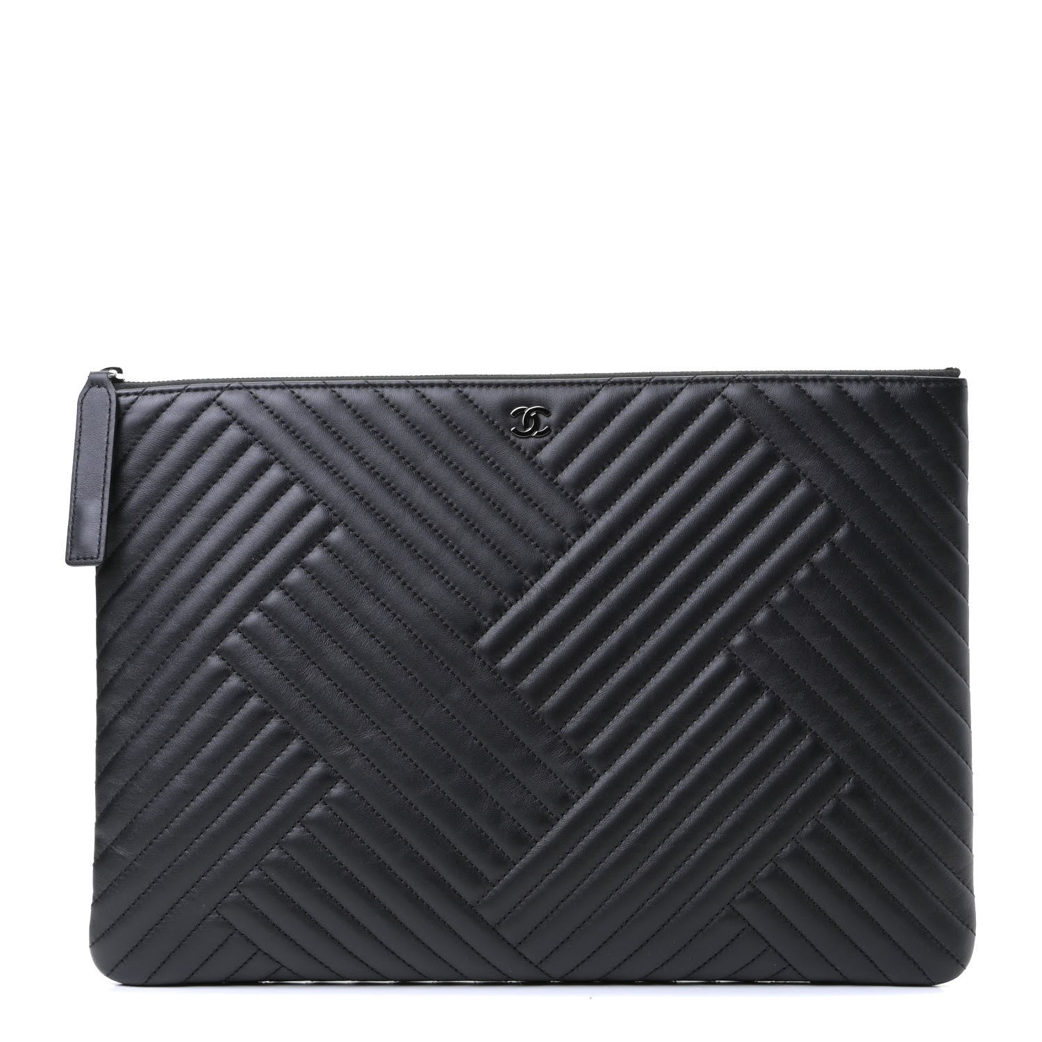 Chanel Lambskin Quilted Large Crossing Cosmetic Case Black 1 of 5