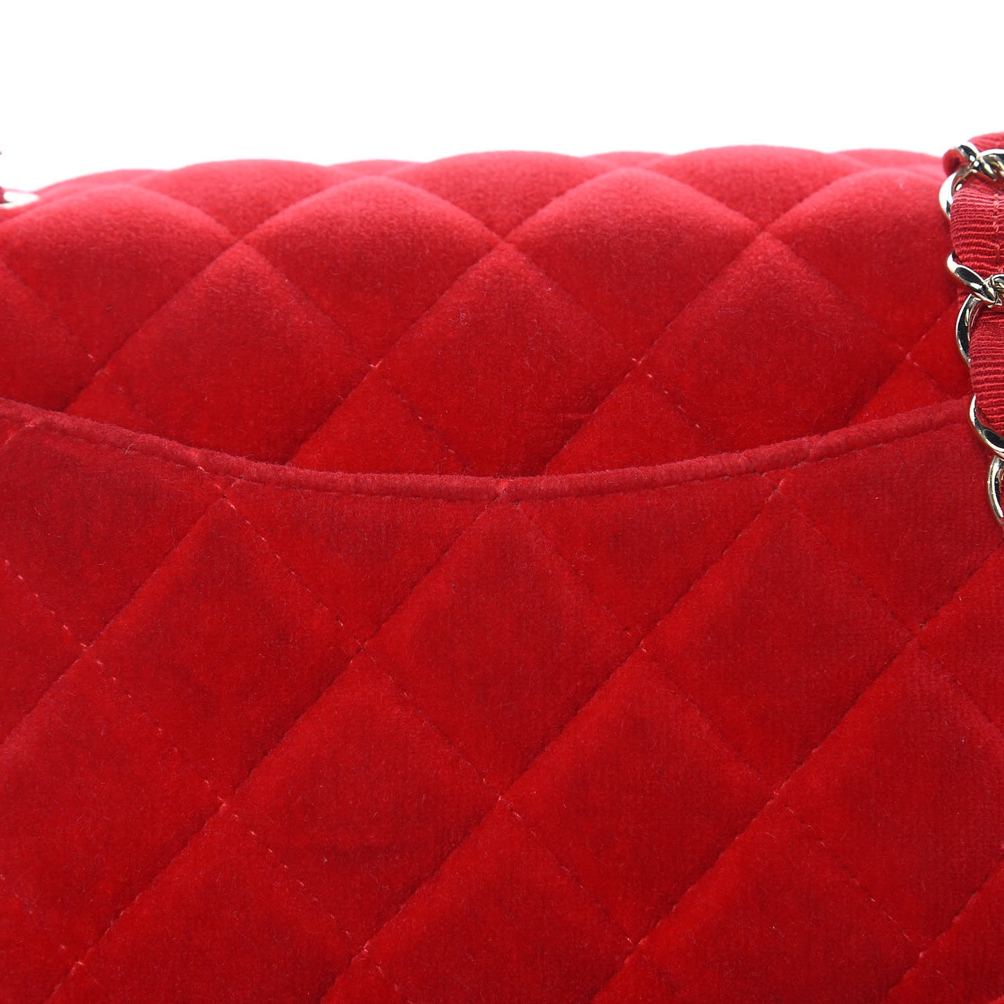 Velvet Quilted Mini Rectangular Flap Red