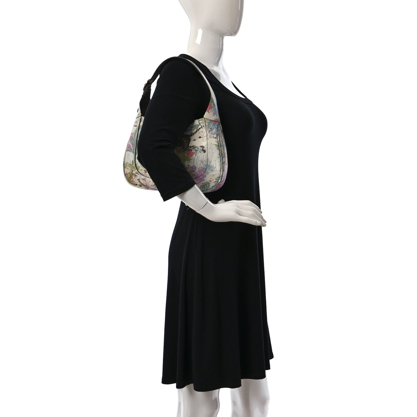 New Shangai Calfskin Tiger Savanah Small Jackie 1961 Hobo Chalky White Multicolor