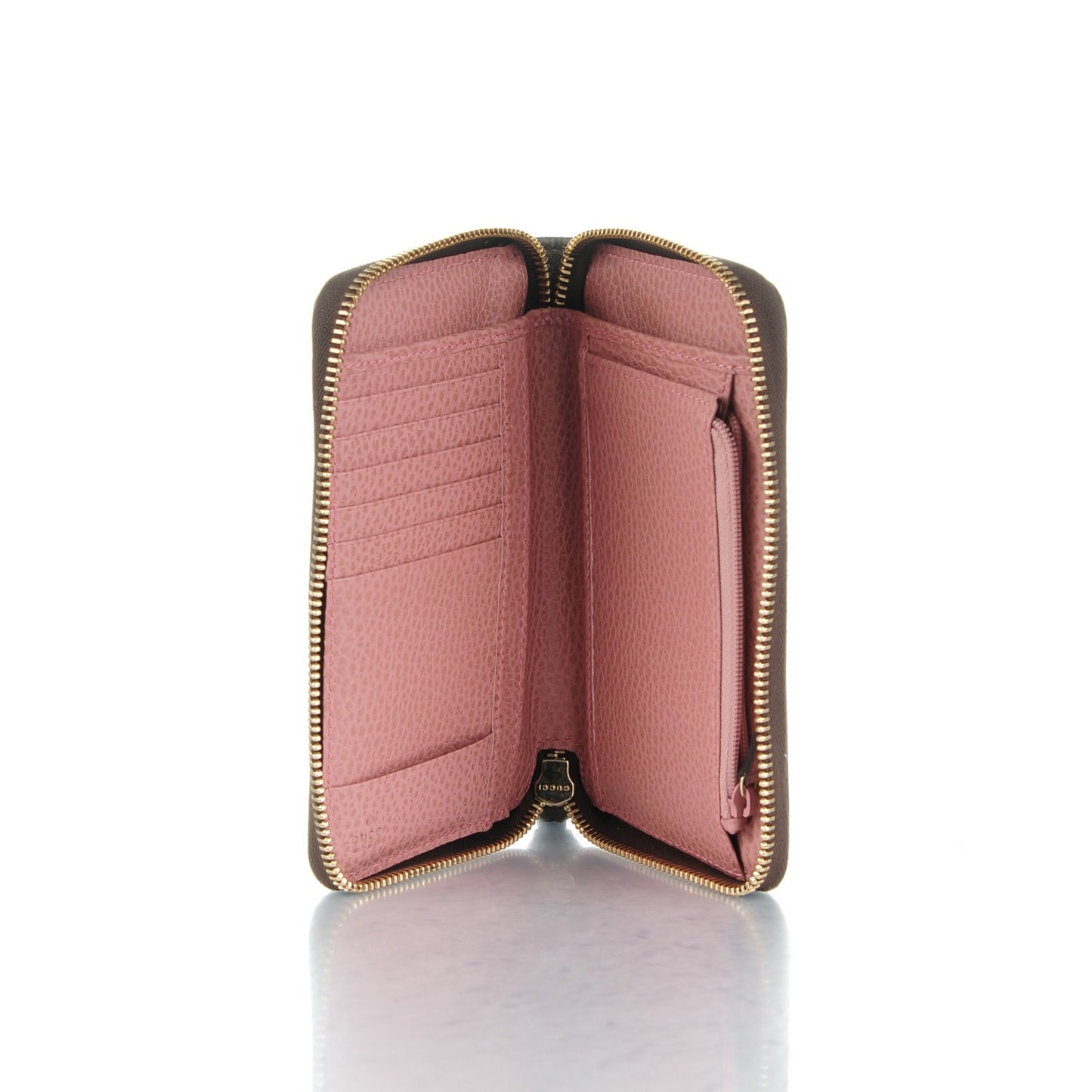 Dollar Calfskin Bi-Color Medium Swing Zip Around Wallet Grey Field Soft Pink