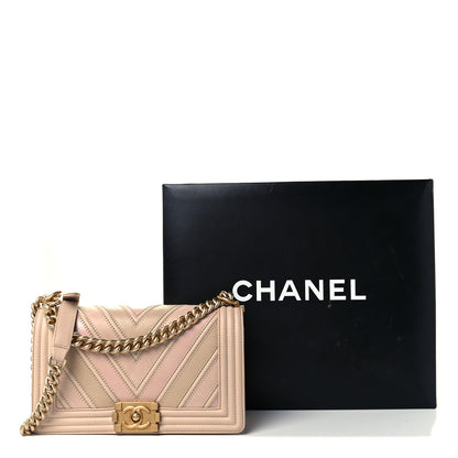Chanel Caviar Suede Calfskin Chevron Medium Boy Flap Beige 12 of 12