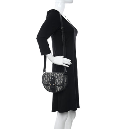 Christian Dior Oblique Grained Calfskin Mini Gallop Bag With Strap Black Beige 2 of 9