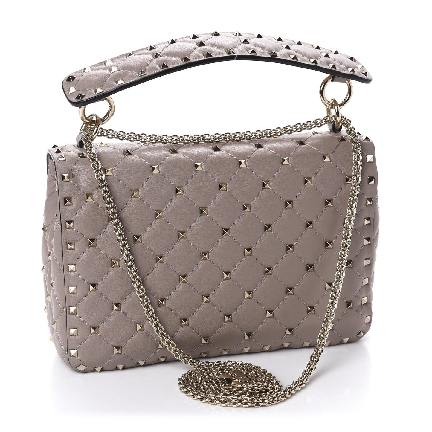 Lambskin Medium Rockstud Spike Shoulder Bag Poudre
