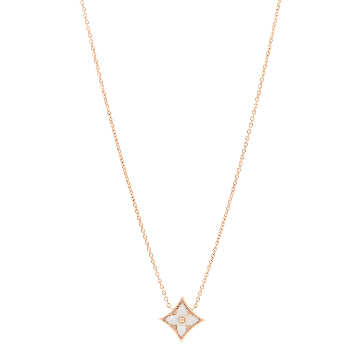Louis Vuitton 18K Pink Gold Mother of Pearl Color Blossom Star Pendant Necklace 1 of 6