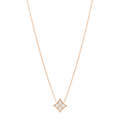 Louis Vuitton 18K Pink Gold Mother of Pearl Color Blossom Star Pendant Necklace 1 of 6