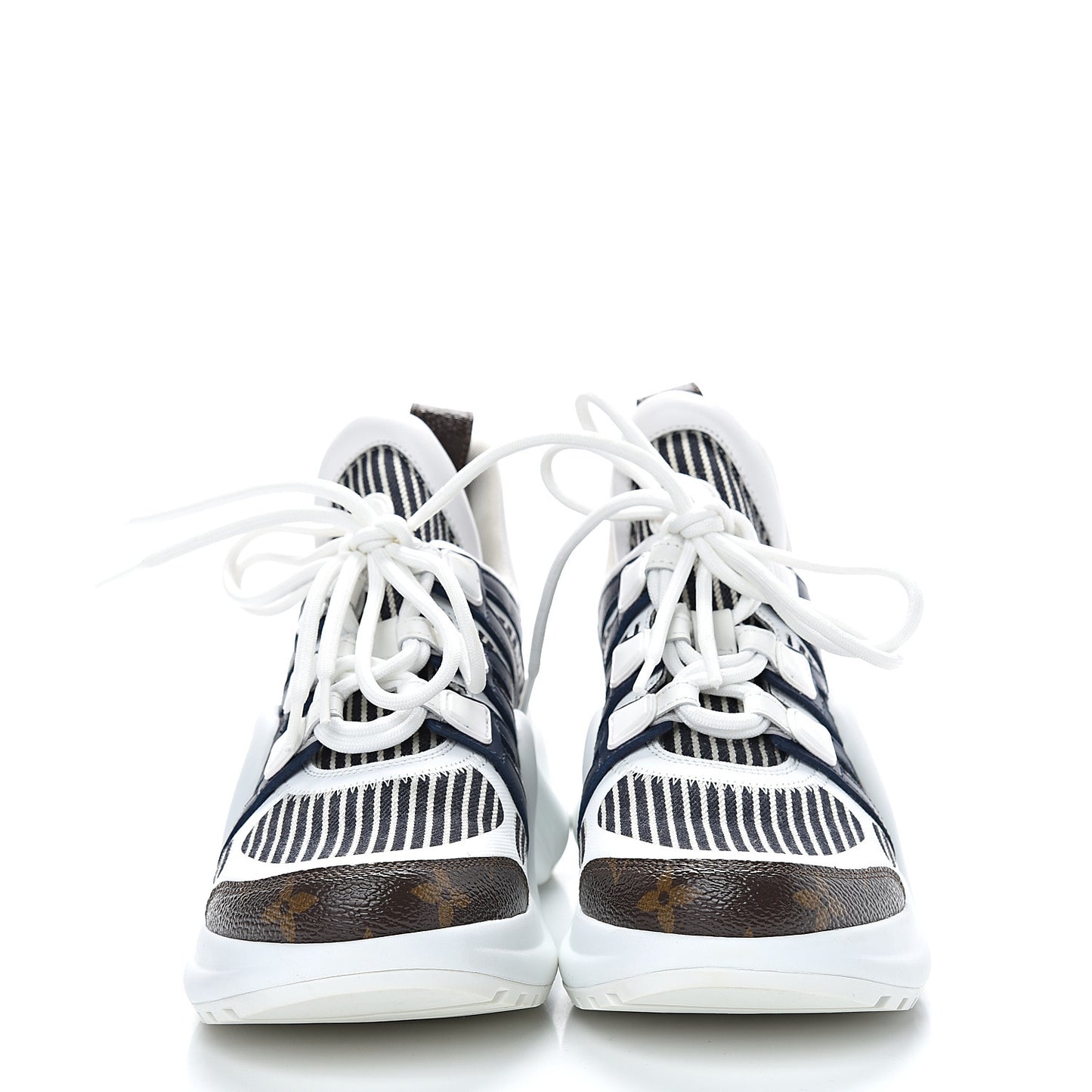 Patent Monogram Stripe LV Archlight Sneakers 37.5 White Blue