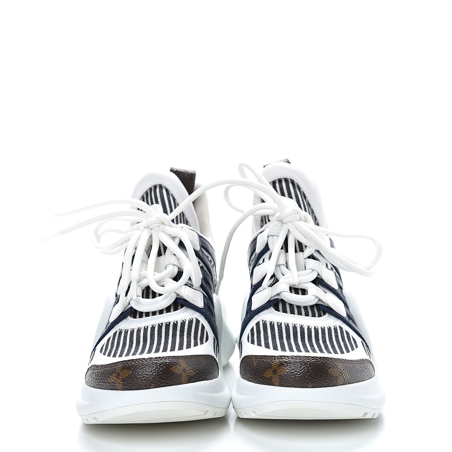 Louis Vuitton Patent Monogram Stripe LV Archlight Sneakers 37.5 White Blue 2 of 8