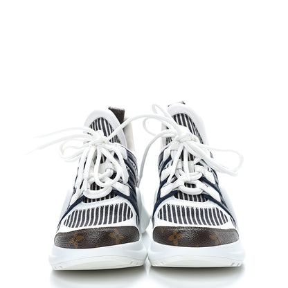 Louis Vuitton Patent Monogram Stripe LV Archlight Sneakers 37.5 White Blue 2 of 8