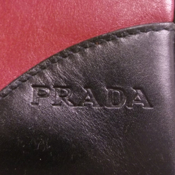 Prada Leather Bowler Tote Maroon Black 11 of 11
