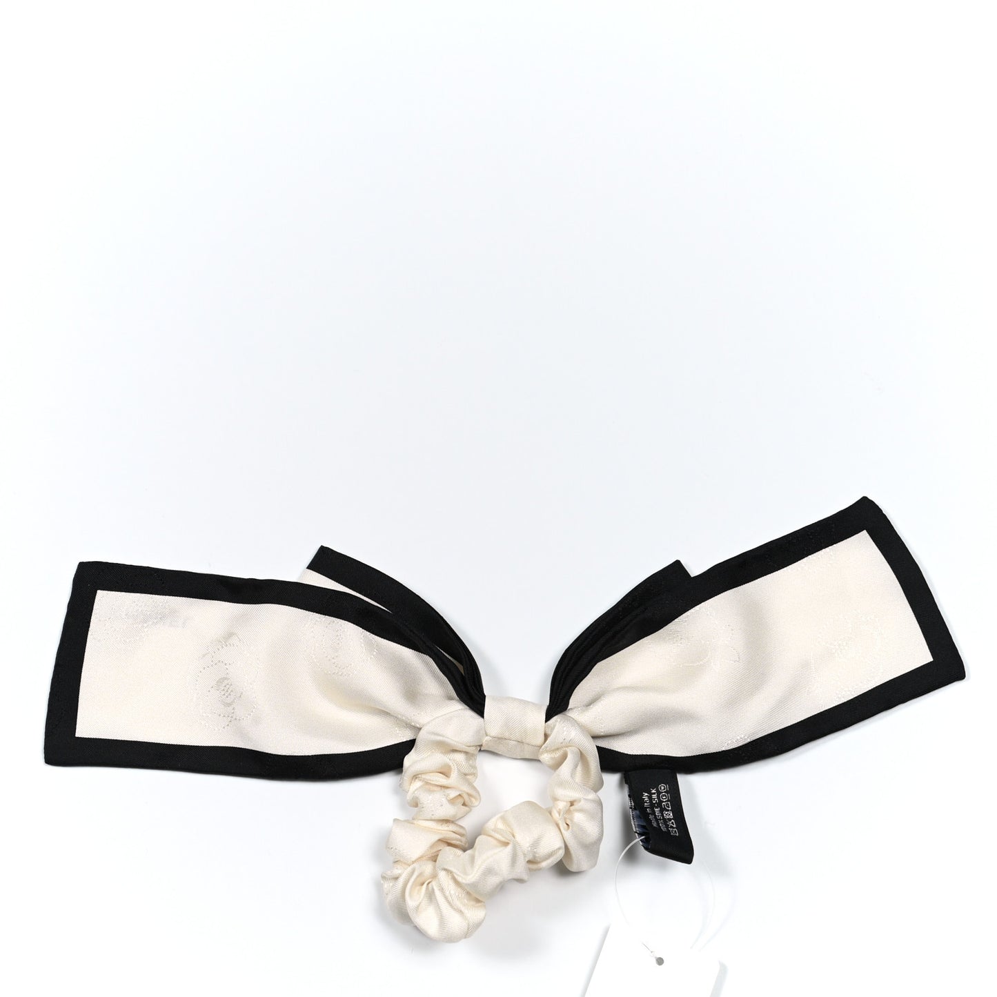 Silk Twill Hair Tie Ivory Black