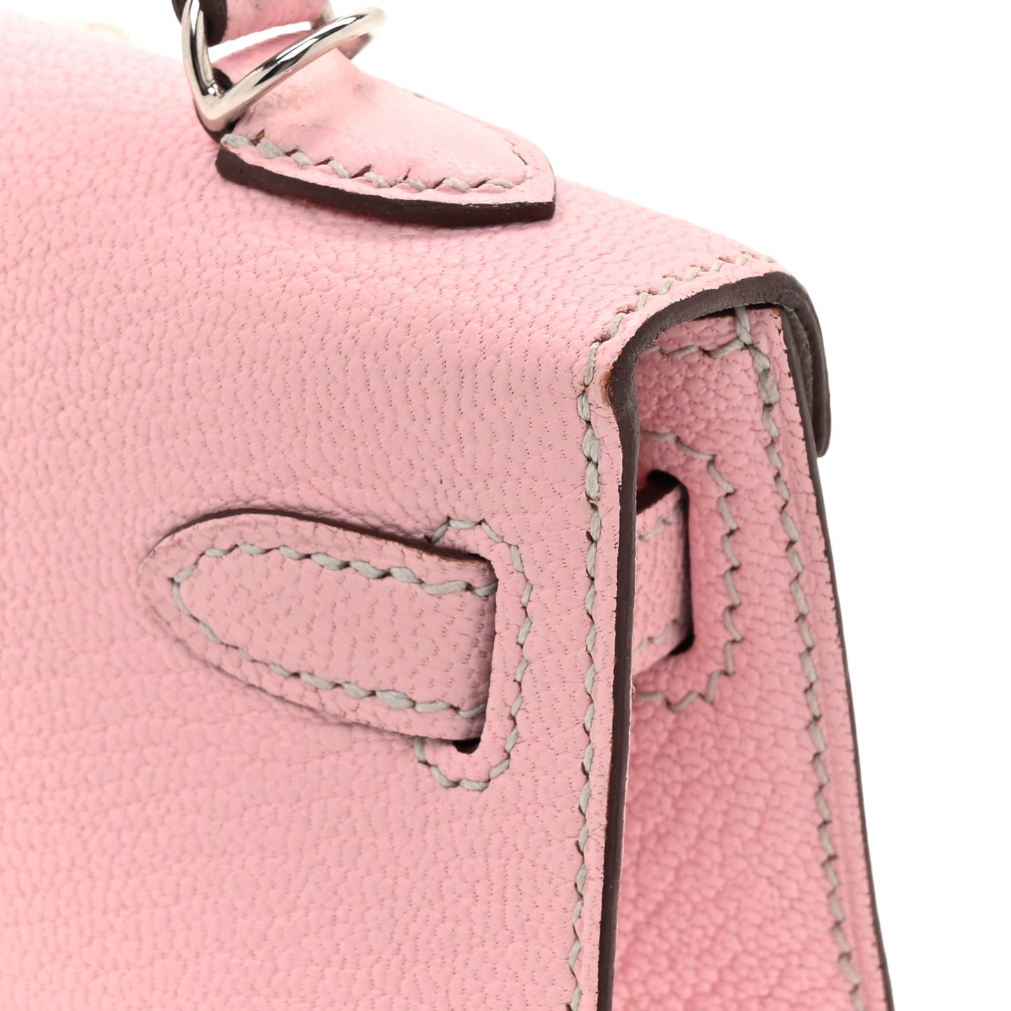 Chevre Mysore Horseshoe Mini Kelly Sellier 20 Rose Sakura Gris Perle