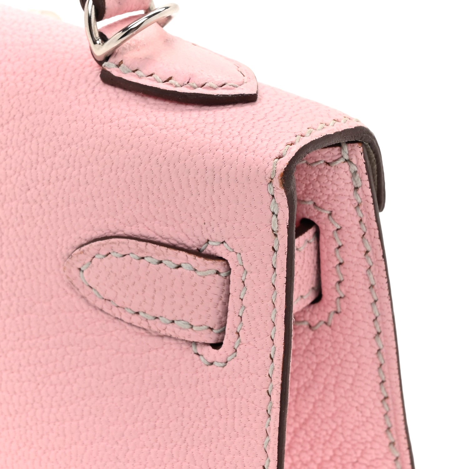Hermes Chevre Mysore Horseshoe Mini Kelly Sellier 20 Rose Sakura Gris Perle 17 of 17