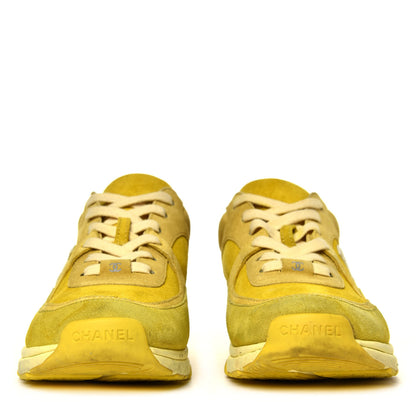 Chanel Suede Calfskin CC Sneakers 39.5 Yellow 2 of 9