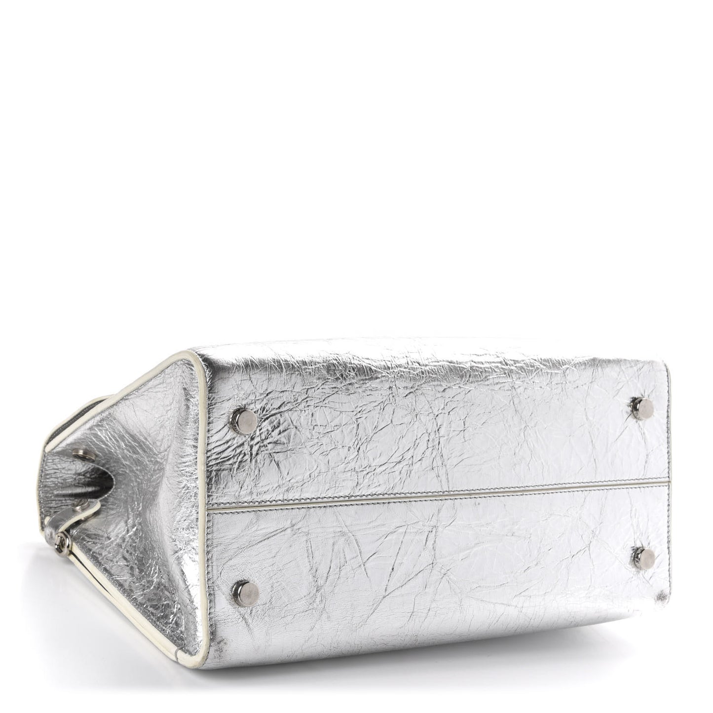 Metallic Calfskin Medium Diorever Flap Silver