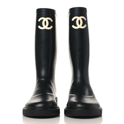 Chanel Caoutchouk CC High Boots 37 Black 3 of 9