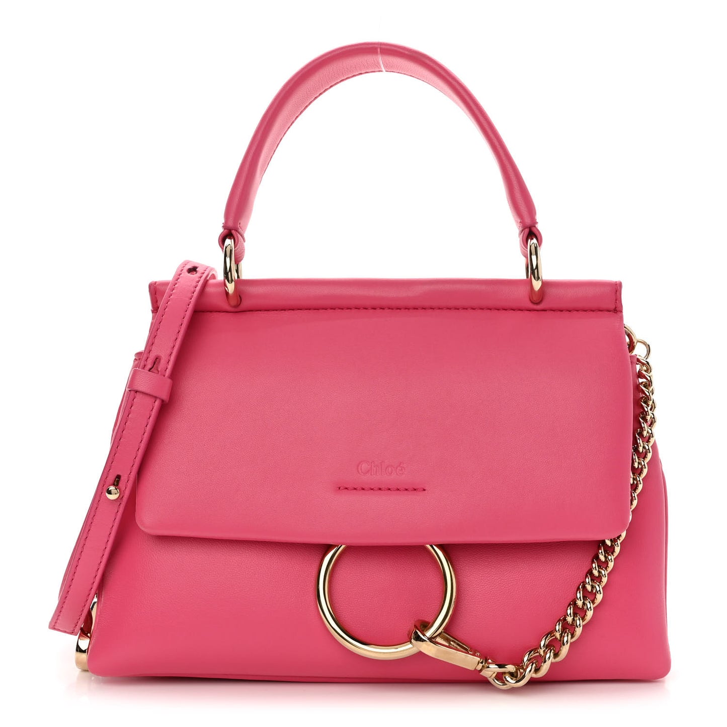 Lambskin Small Faye Top Handle Bag Hot Pink