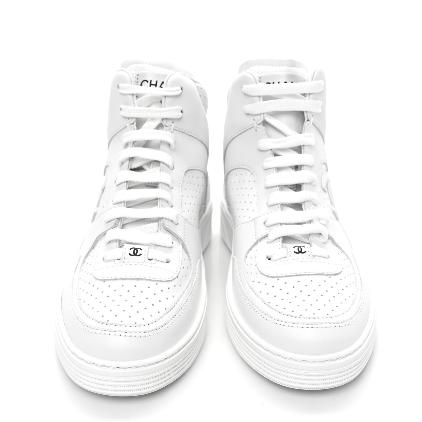 Calfskin CC High Top Sneaker 38.5 White