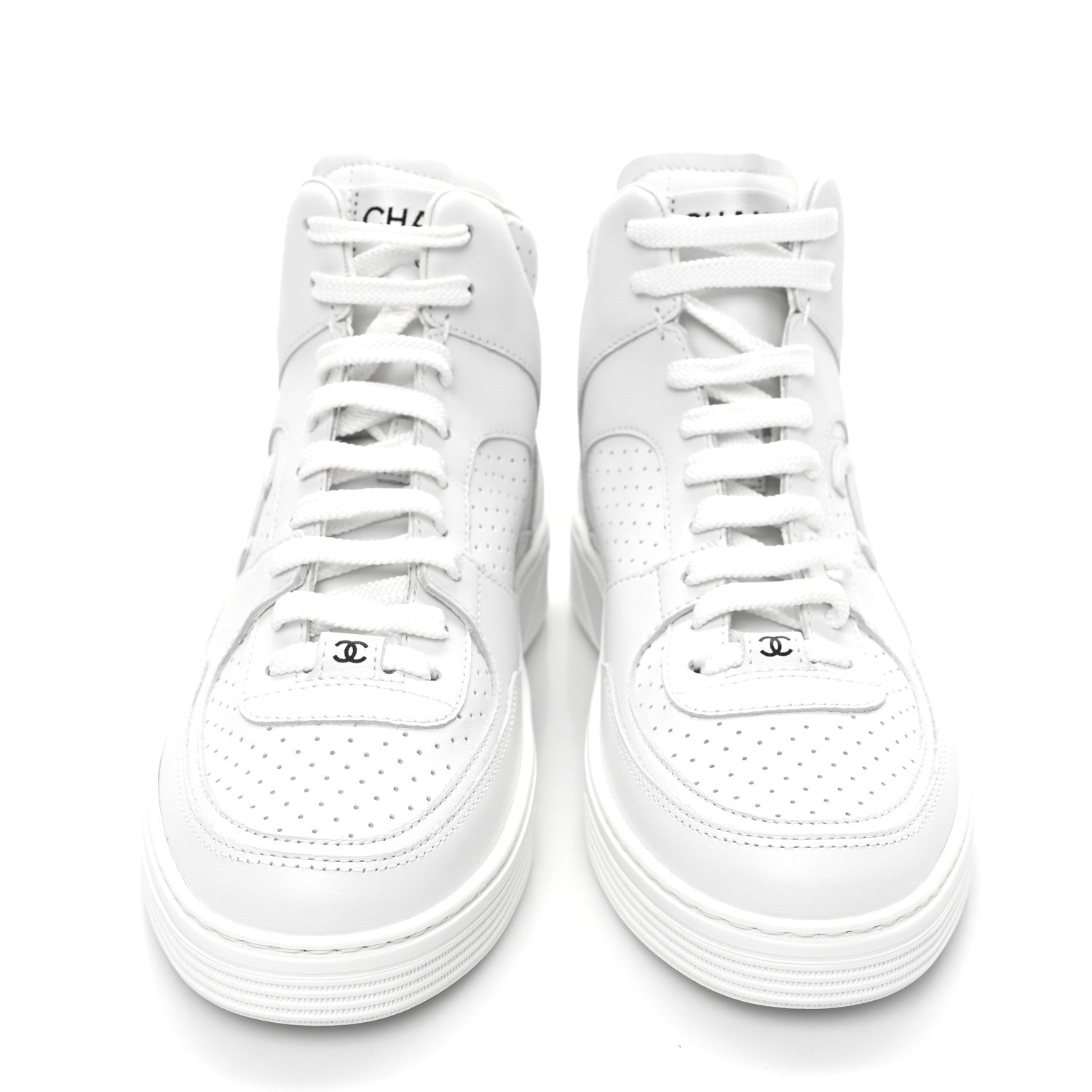Chanel Calfskin CC High Top Sneaker 38.5 White 2 of 9