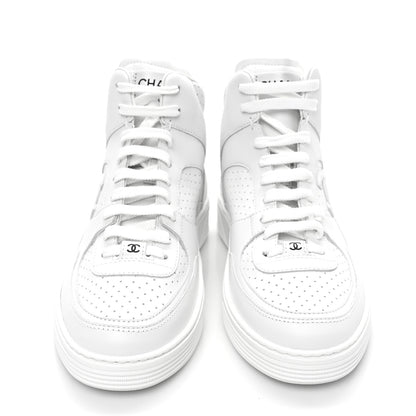 Chanel Calfskin CC High Top Sneaker 38.5 White 2 of 9