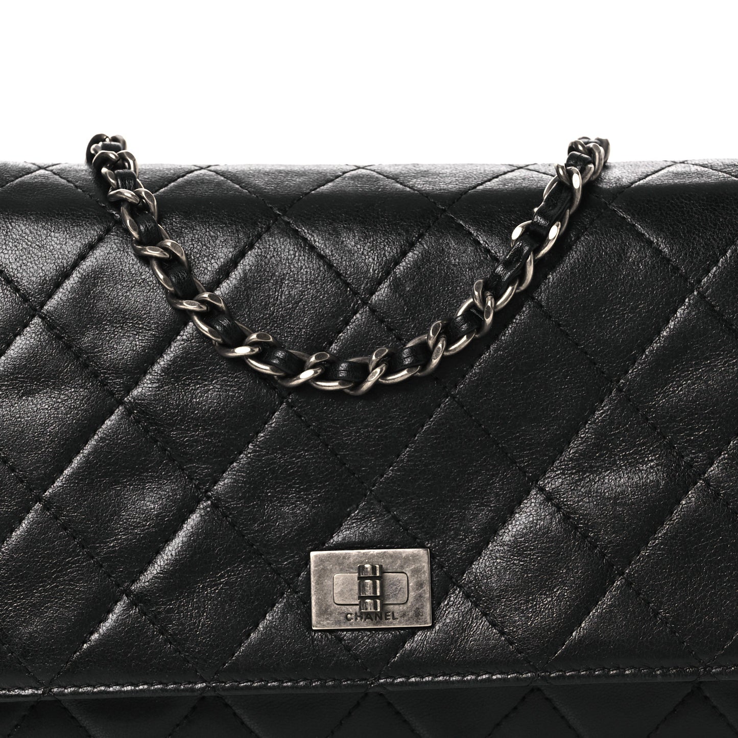 Aged Calfskin Quilted Reissue Wallet On Chain WOC Black