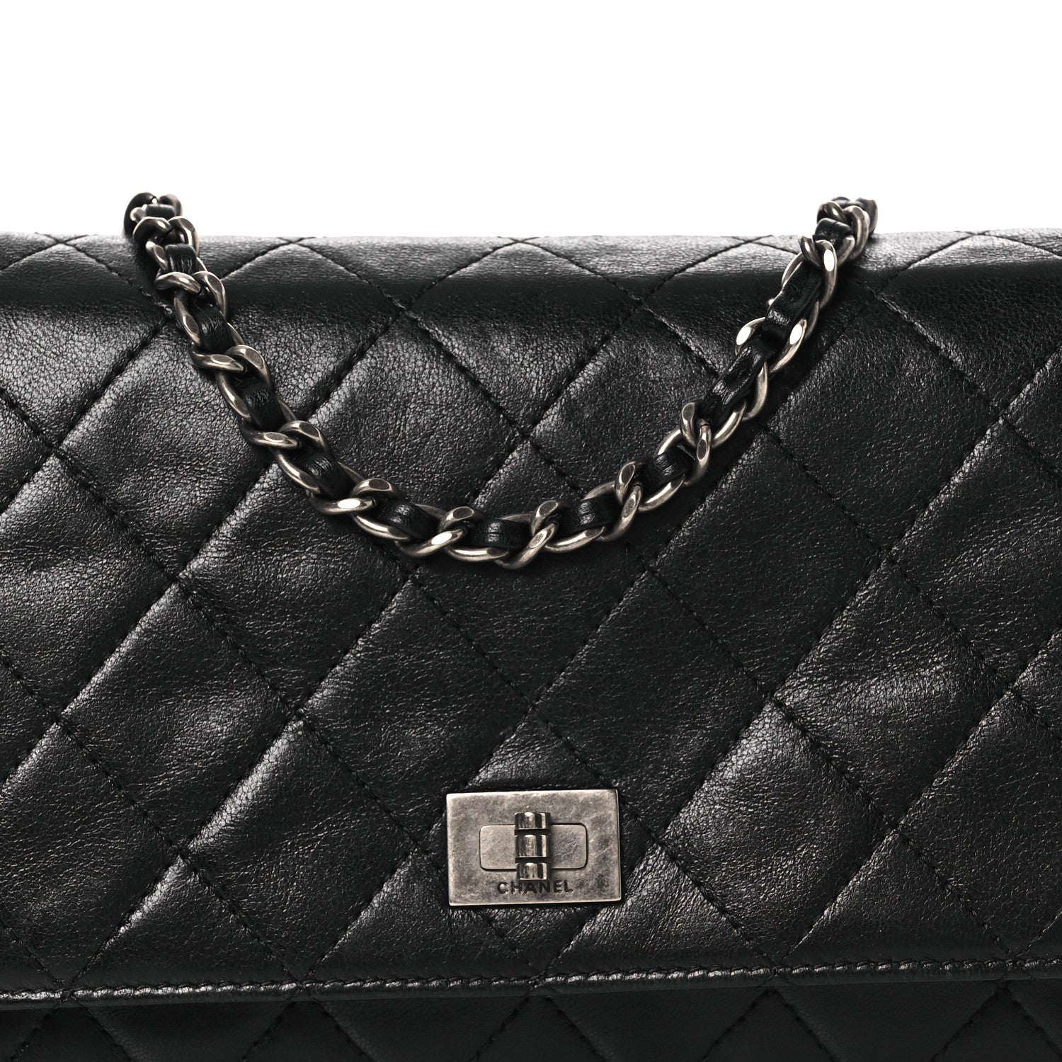 Chanel Aged Calfskin Quilted Reissue Wallet On Chain WOC Black 8 of 13