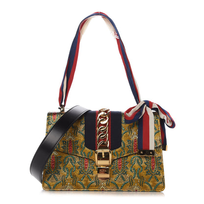 Gucci Iridescent Brocade Small Sylvie Shoulder Bag Gold 1 of 10