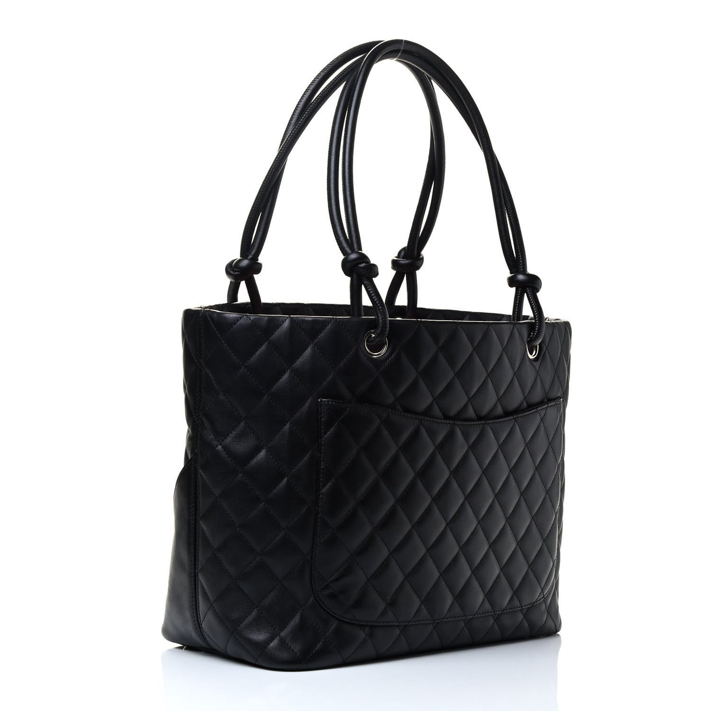 Calfskin Quilted Large Cambon Tote Black