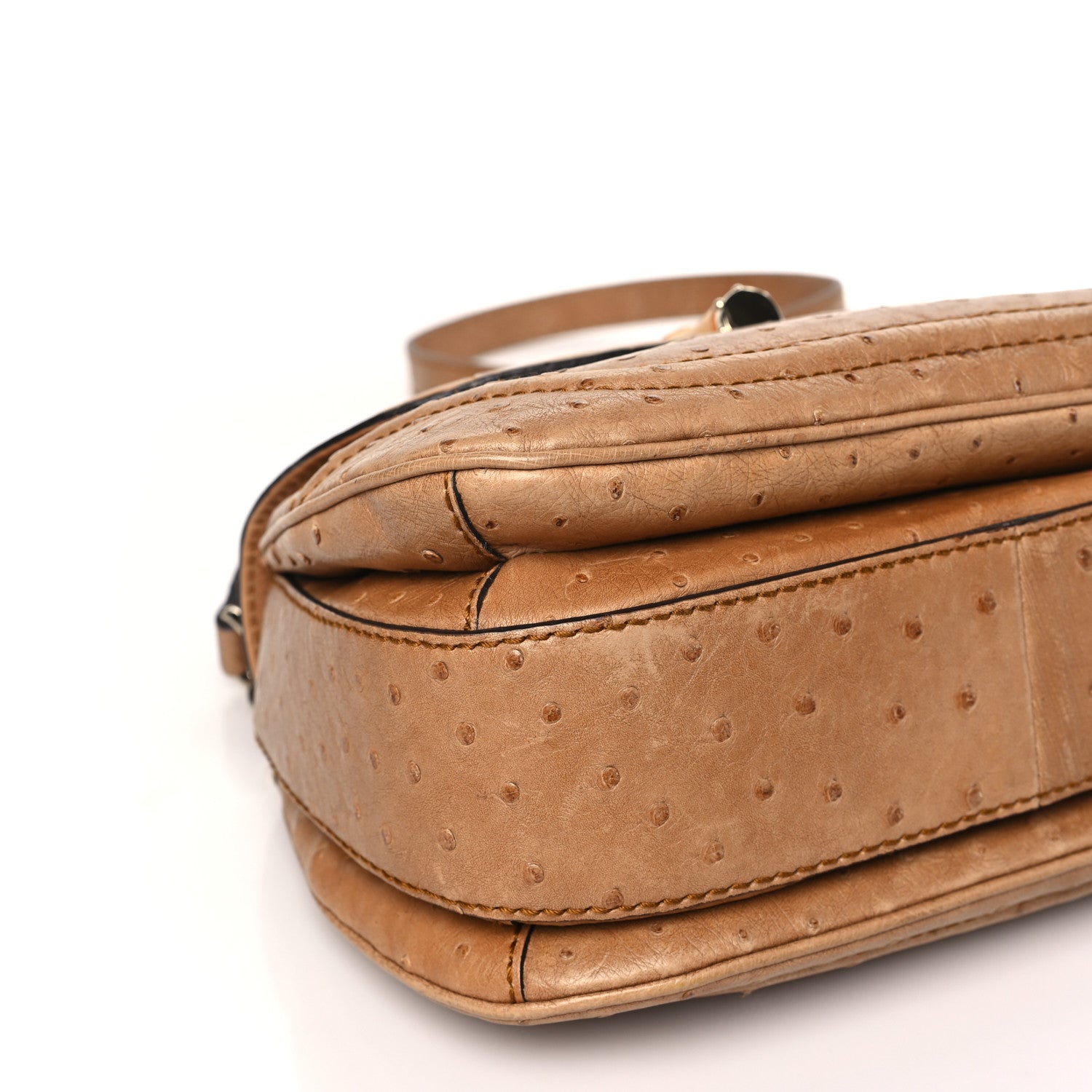 Gucci Ostrich Medium New Bamboo Top Handle Bag Brown 10 of 13