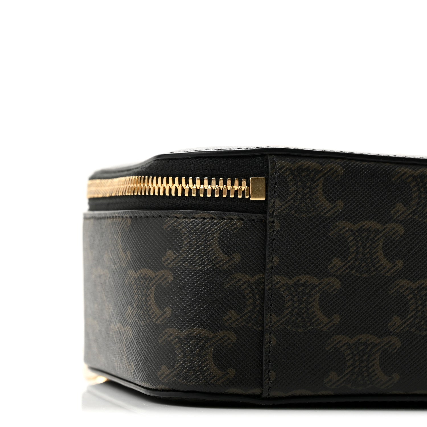 Celine Triomphe Canvas Calfskin Cuir Box On Chain Tan 8 of 10