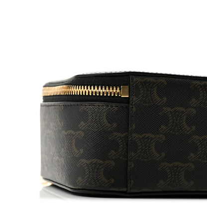 Celine Triomphe Canvas Calfskin Cuir Box On Chain Tan 8 of 10