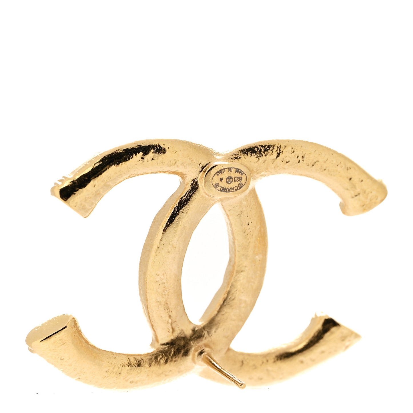 Metal Tweed Effect CC Earrings Gold