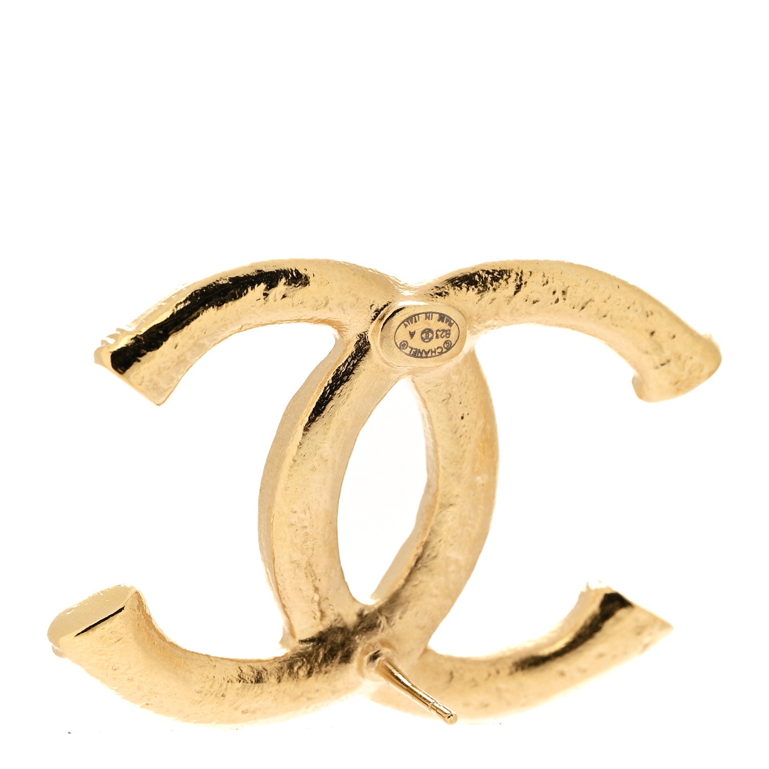 Chanel Metal Tweed Effect CC Earrings Gold 4 of 4