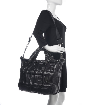 Chanel Nylon Tweed Small Coco Neige Bowler Black 2 of 11