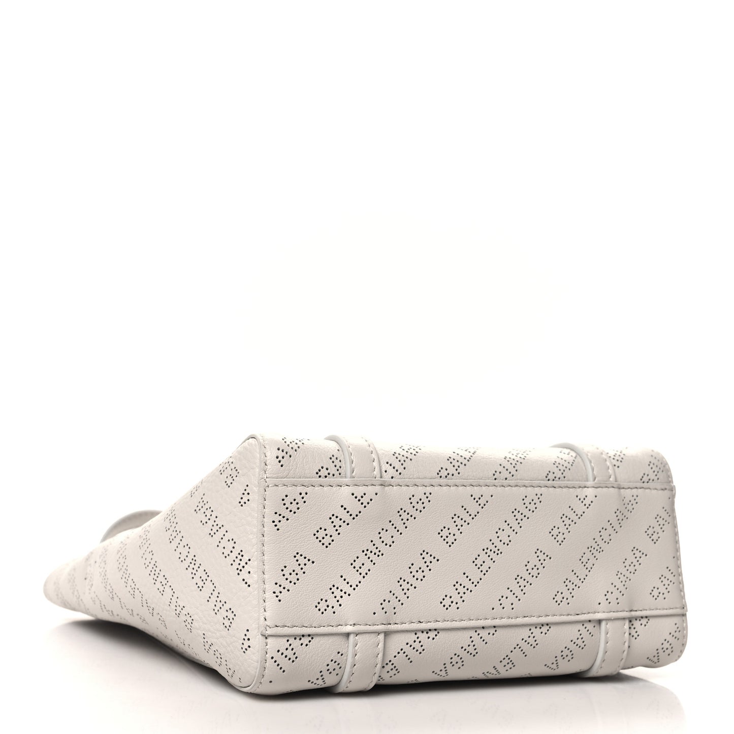 Smooth Calfskin Logo Perforated XXS Everyday Tote Chalky White