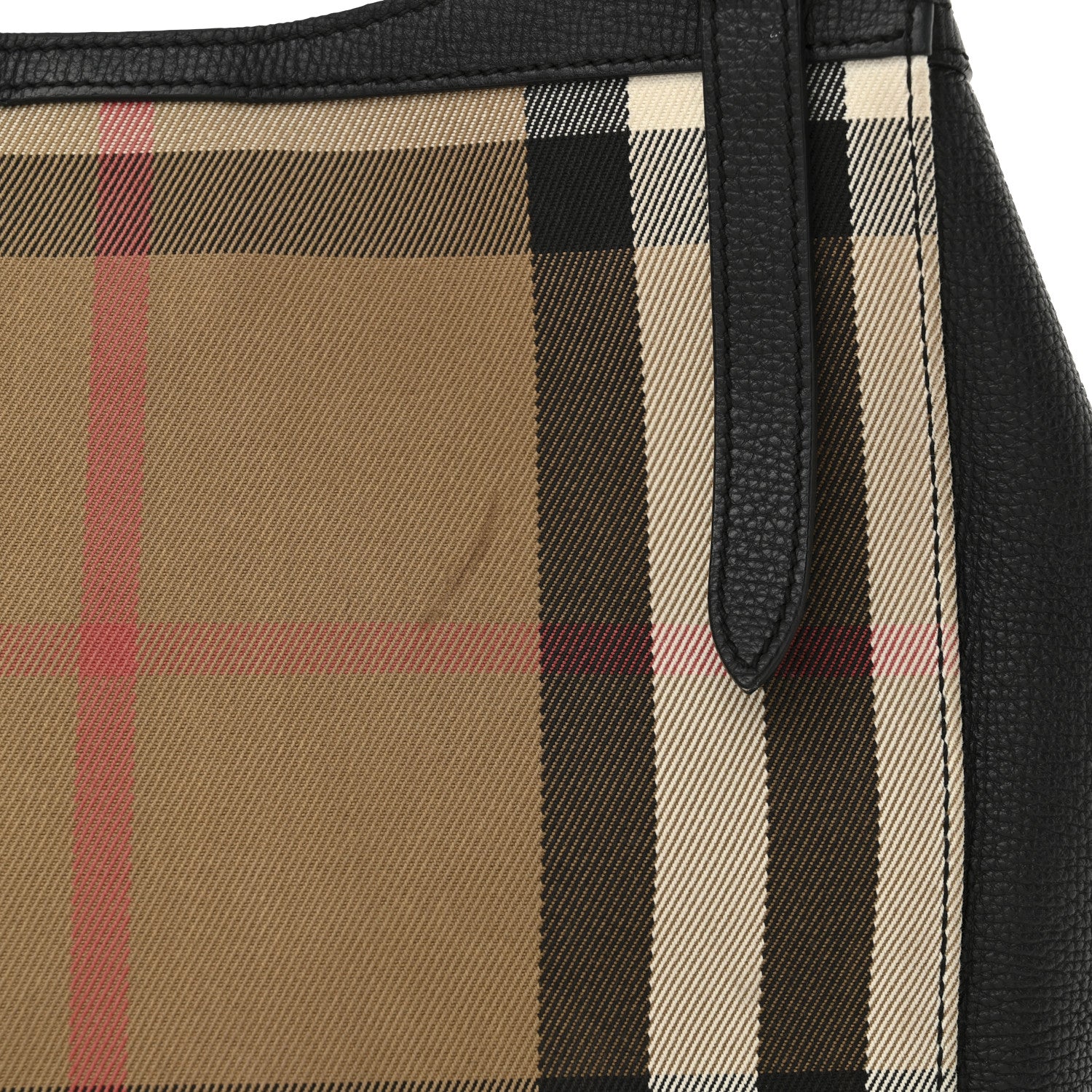 Burberry Grainy Calfskin House Check Small Canterbury Tote Black