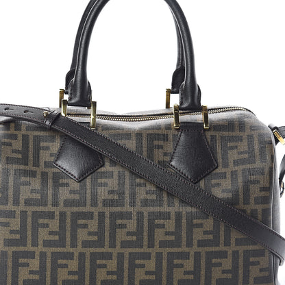 Fendi Zucca Spalmati Vitello Elite Medium Convertible Boston Satchel Tobacco Ebano 7 of 9