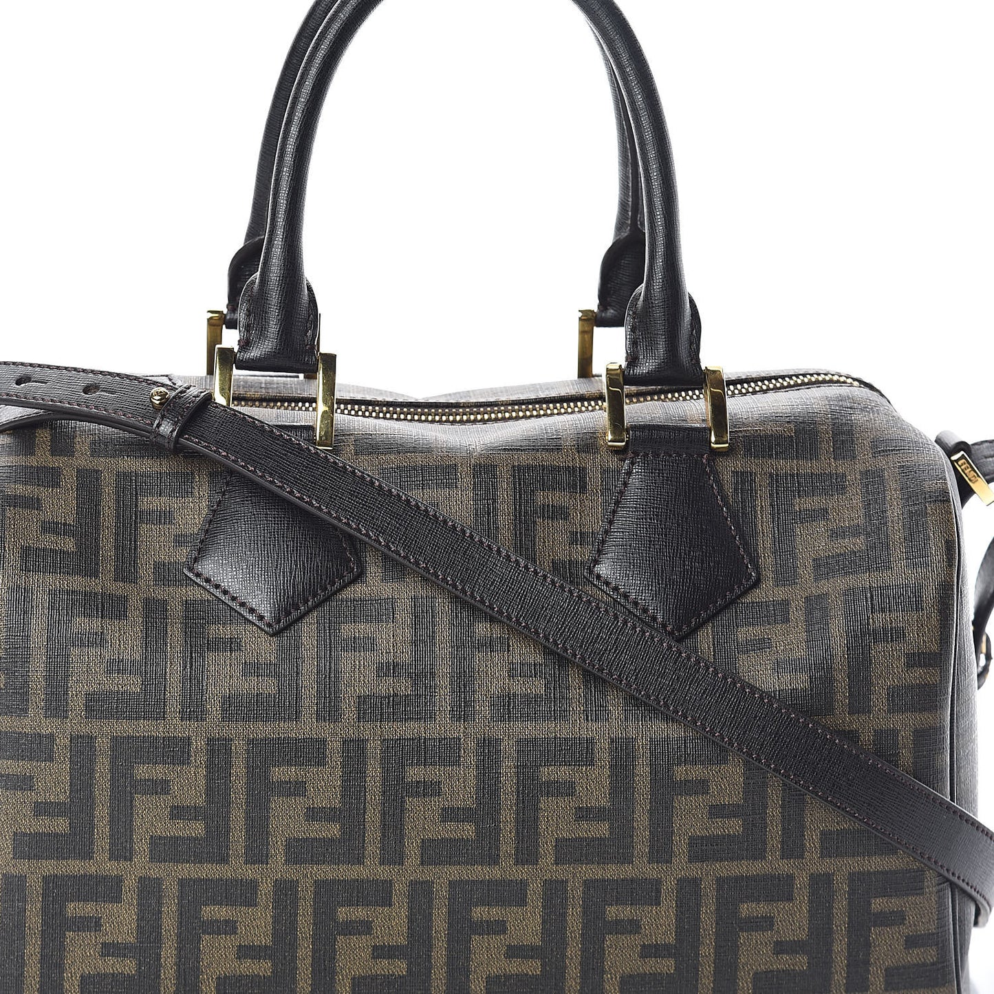 Zucca Spalmati Vitello Elite Medium Convertible Boston Satchel Tobacco Ebano