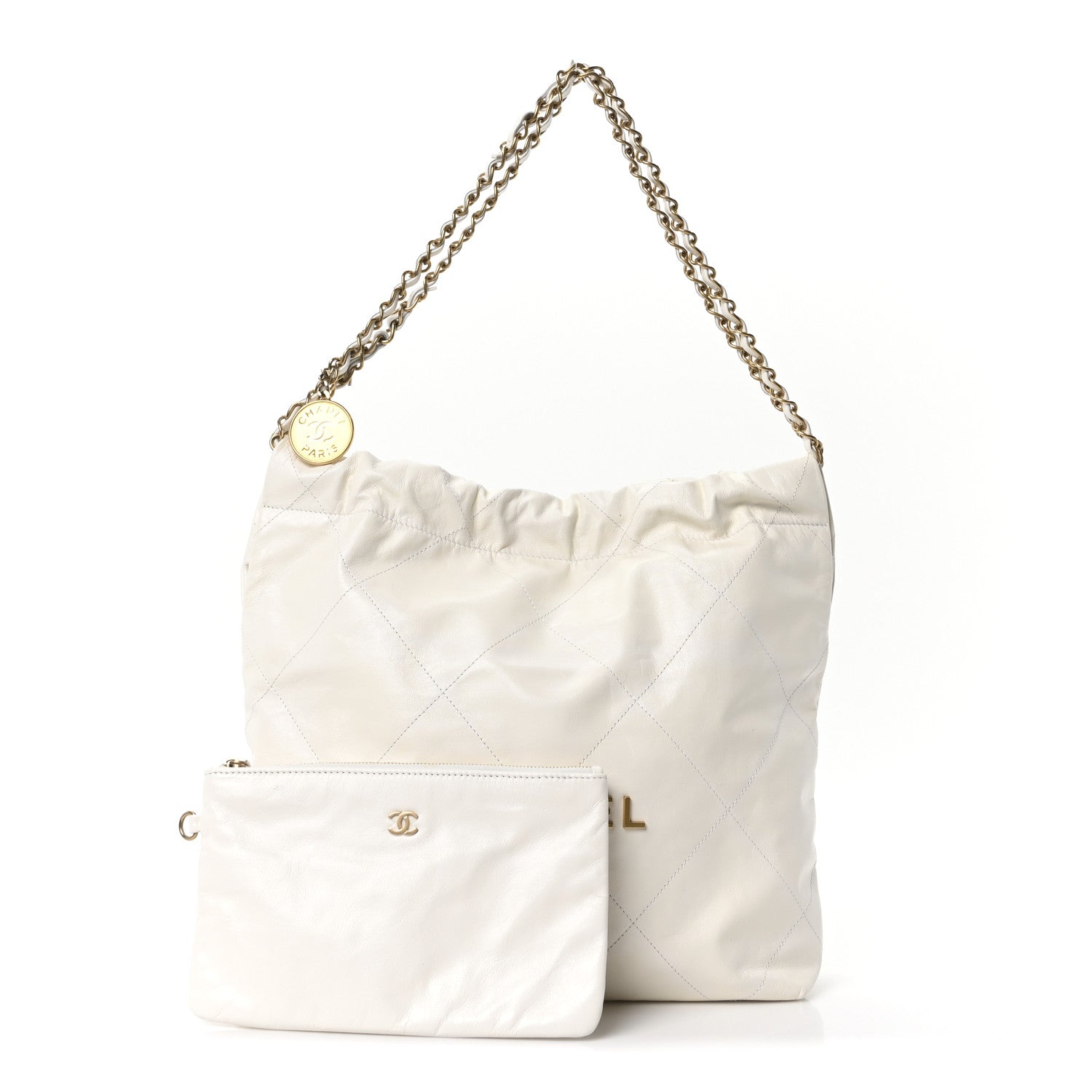 Chanel Shiny Calfskin Quilted Small Chanel 22 White 3 of 11
