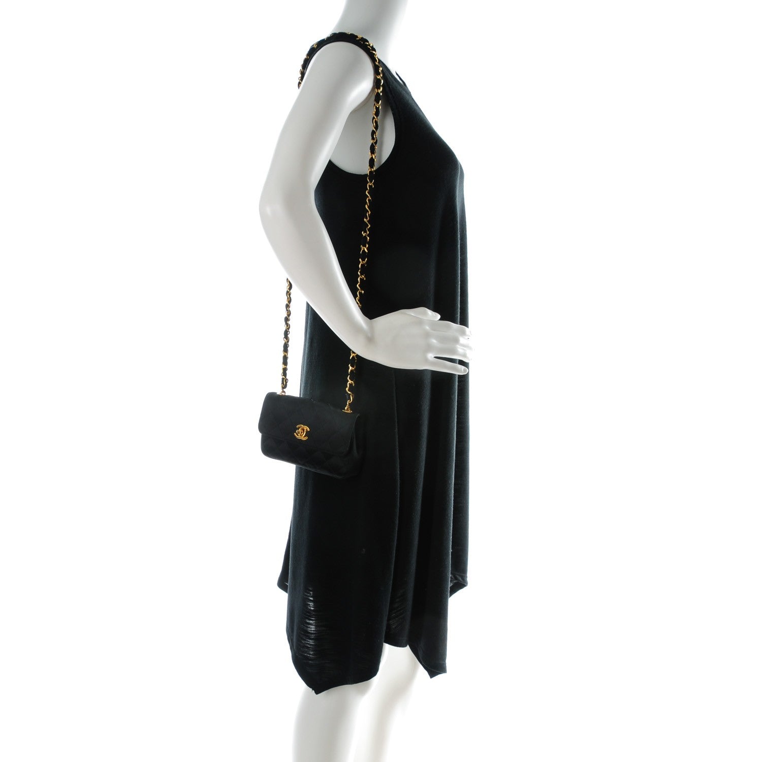 Chanel Satin Quilted Micro Mini Flap Black 2 of 8